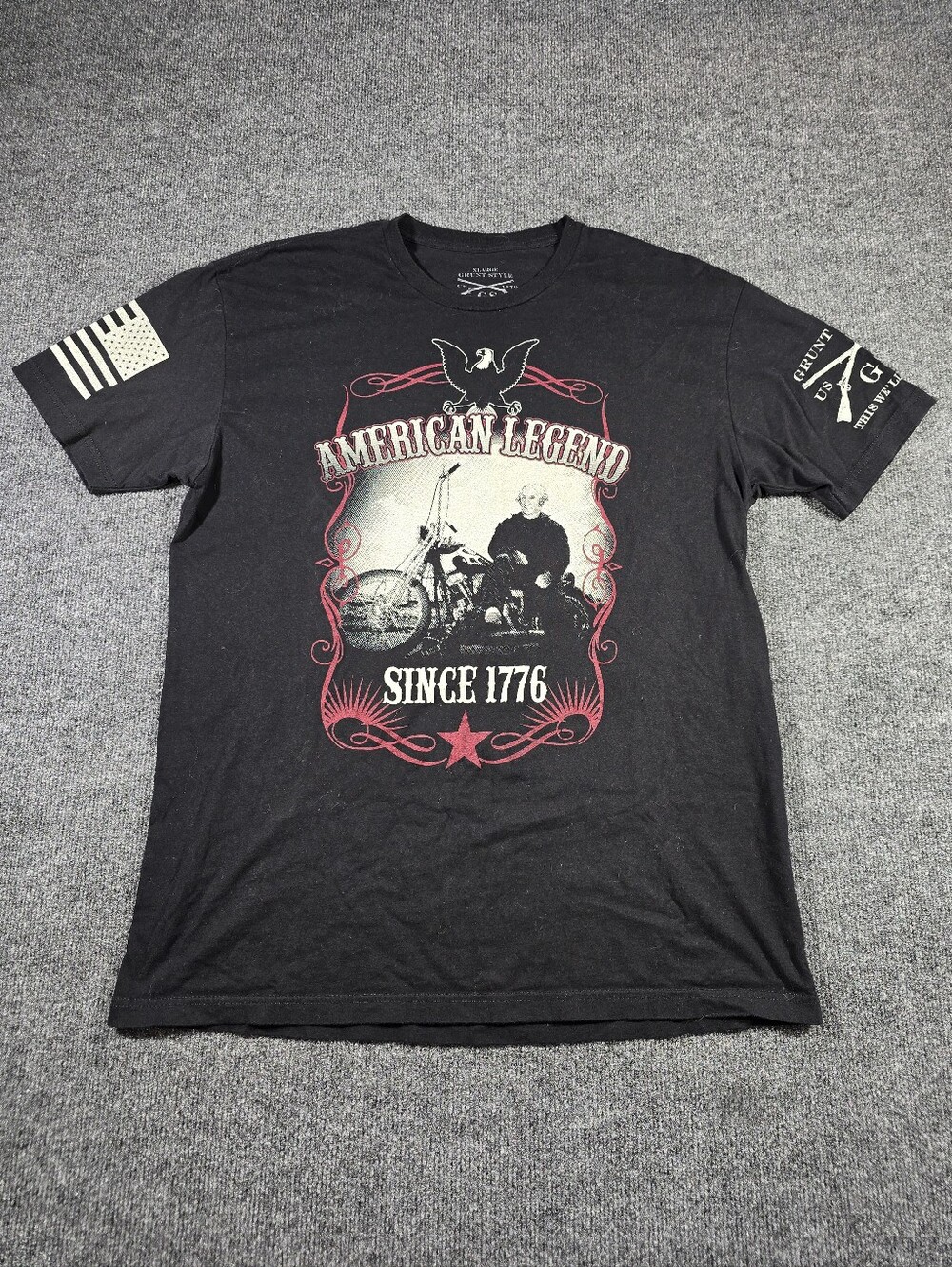 Grunt Style American Legend Since 1776 Graphic T-Shirt Black Size XL
